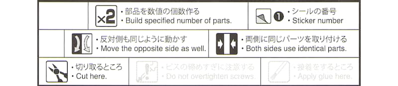 組み立て中に使用されるアイコン（その2）